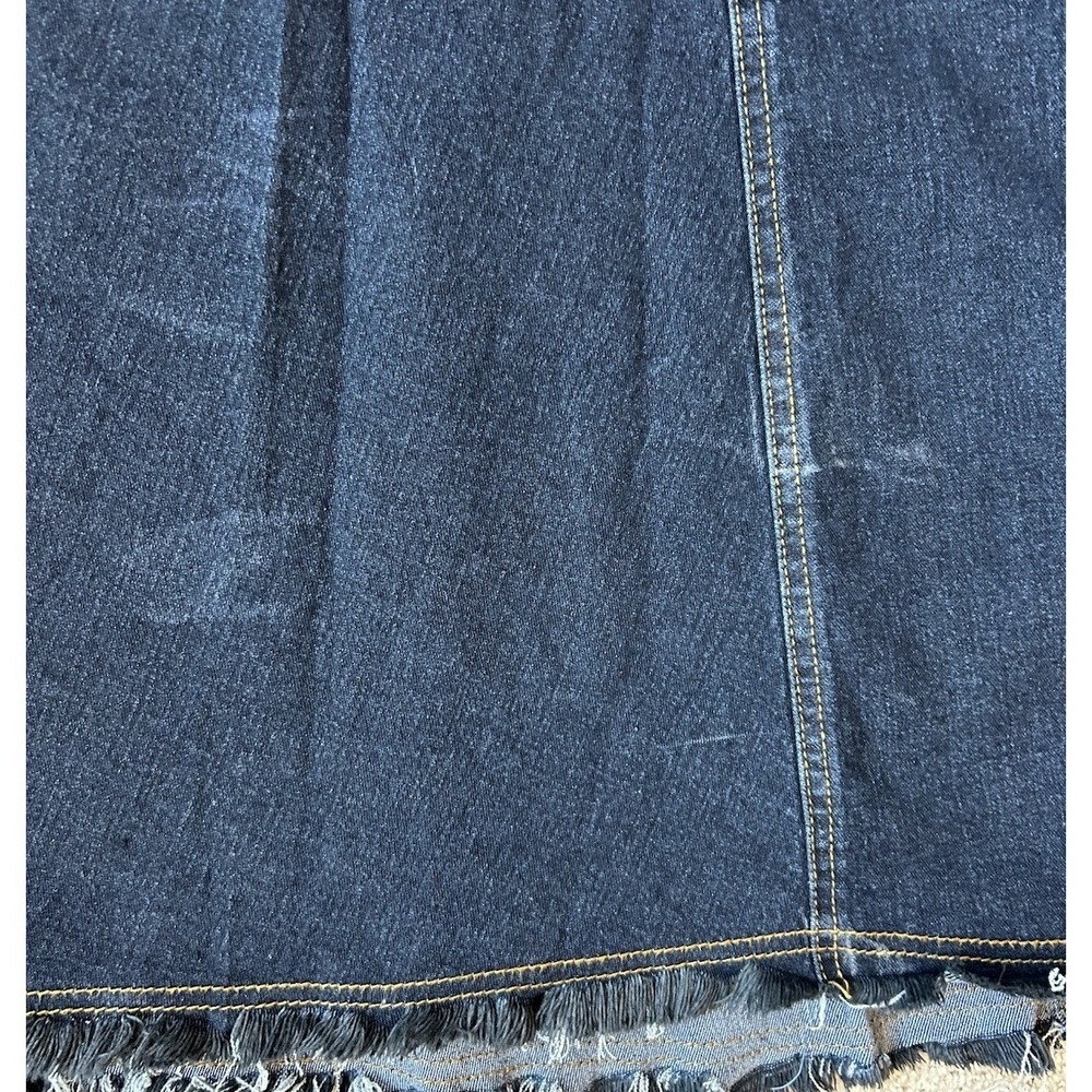 Y2K Denim Maxi Skirt 30 Raw Hem Pockets Grunge 2000s Edgy Streetwear Dark Wash - Picture 10 of 10